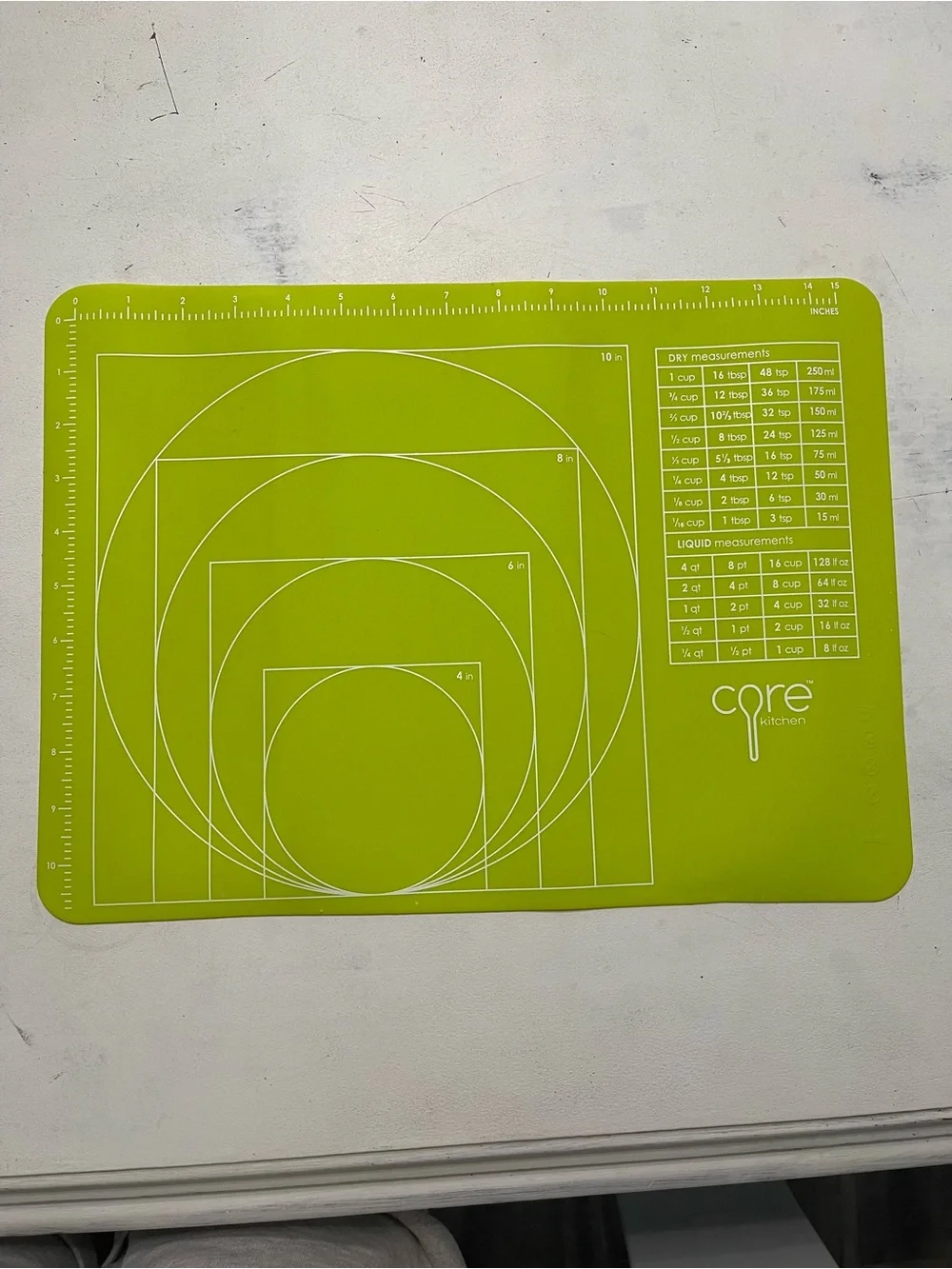 Lime Green Silicone Baking Mat with Measurement Guides